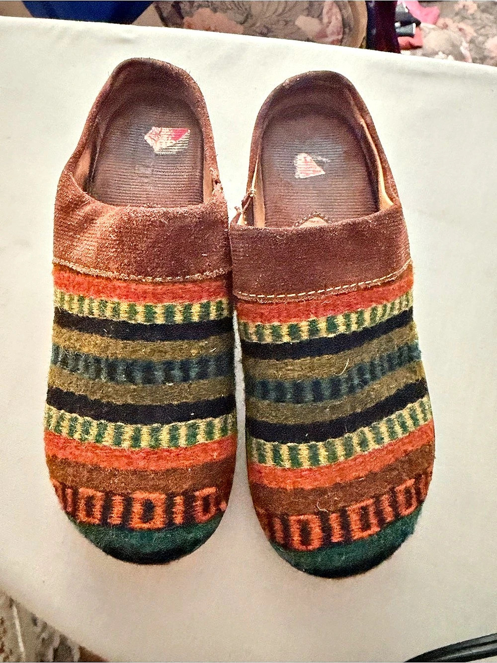 Striped Brown & Green Moccasins